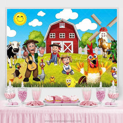 Lofaris Farm Characters In Sunny Day Baby Shower Party Backdrop