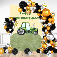 Lofaris Farm Green Tractor Happy 2nd Birthday Party Backdrop