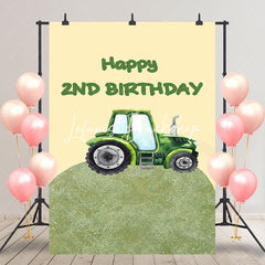 Lofaris Farm Green Tractor Happy 2nd Birthday Party Backdrop