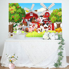 Lofaris Farm House Animals Apple Tree Baby Shower Backdrop