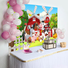 Lofaris Farm House Animals Apple Tree Baby Shower Backdrop