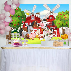 Lofaris Farm House Animals Apple Tree Baby Shower Backdrop