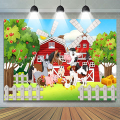 Lofaris Farm House Animals Apple Tree Baby Shower Backdrop