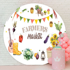 Lofaris Farmers Market White Circle Holiday Party Backdrop