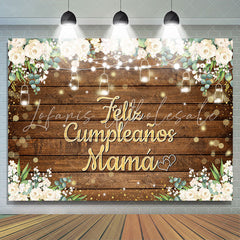 Lofaris Feliz Cumplea?os Mam¨¢ Floral Wood Birthday Backdrop