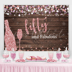 Lofaris Fifty and Fabulous Wooden Pink Boekh Birthday Backdrop