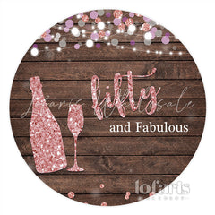 Lofaris Fifty And Fabulous Wooden Pink Circle Birthday Backdrop