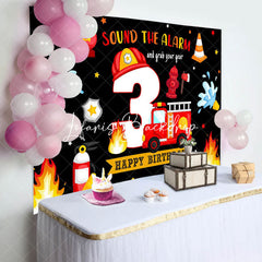 Lofaris Firefighting Sound The Alarm 3rd Birthday Backdrop