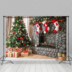 Lofaris Fireplace Gifts Christmas Tree Photography Backdrop