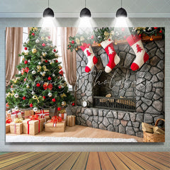 Lofaris Fireplace Gifts Christmas Tree Photography Backdrop