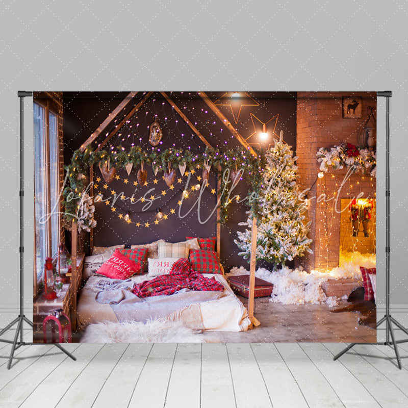 Lofaris Fireplace Tree Bedroom Photo Christmas Backdrop