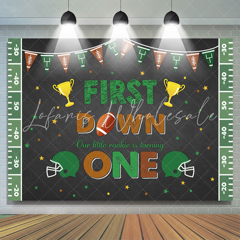 Lofaris First Down Rookie Sports Boys 1st Birthday Backdrop