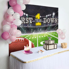 Lofaris First Down Rugby Field Sport 1st Birthday Backdrop