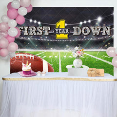 Lofaris First Down Rugby Field Sport 1st Birthday Backdrop