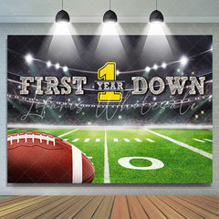 Lofaris First Down Rugby Field Sport 1st Birthday Backdrop