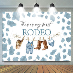 Lofaris First Redeo Blue Spot Western Style 1th Birthday Backdrop