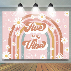 Lofaris Five Is A Vibe Rainbow Floral 5th Birthday Backdrop