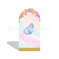 Flora Butterfly Happy Birthday Party Arch Backdrop Wall Cloth Cover