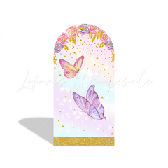 Flora Butterfly Happy Birthday Party Arch Backdrop Wall Cloth Cover