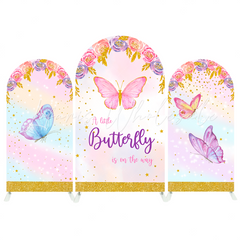 Flora Butterfly Happy Birthday Party Arch Backdrop Wall Cloth Cover