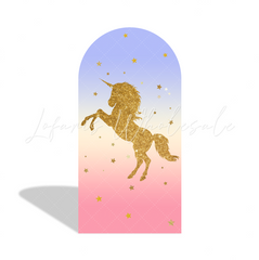 Flora Gold Glitter Unicorn Theme Happy Birthday Party Arch Backdrop Wall Cloth Cover