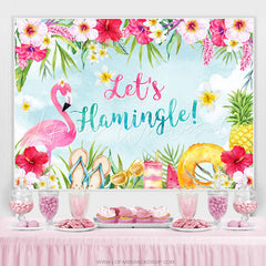 Lofaris Floral And Flamingo Lets Hamingle Birthday Backdrop