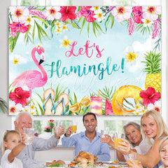 Lofaris Floral And Flamingo Lets Hamingle Birthday Backdrop