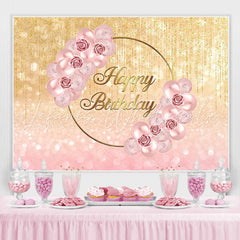 Lofaris Floral And Glitter Balloon Happy Birthday Backdrop