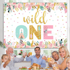 Lofaris Floral And Glitter Wild One Happy Birthday Backdrop