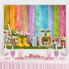 Lofaris Floral And Grassland Simple Theme Colour Wood Backdrop