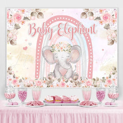 Lofaris Floral And Pink Lovely Elephant Baby Shower Backdrop