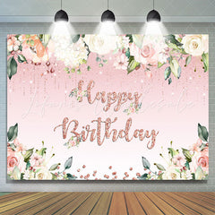 Lofaris Floral And Sweet Pink Glitter Backdrop For Birthday