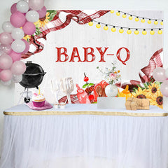 Lofaris Floral Baby Q Barbecue Picnic Gender Reveal Backdrop