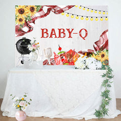 Lofaris Floral Baby Q Barbecue Picnic Gender Reveal Backdrop