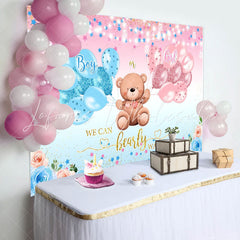 Lofaris Floral Balloon Star Teddy Bear Baby Shower Backdrop