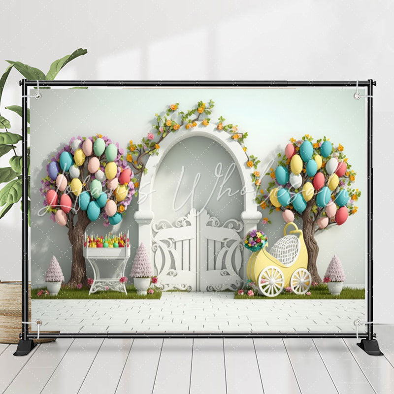 Lofaris Floral Balloon Tree White Door 1st Birthday Backdrop