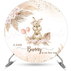 Lofaris Floral Bunny Boho Girls Round Baby Shower Backdrop