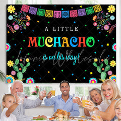 Lofaris Floral Cactus Little Muchacho Baby Shower Backdrop