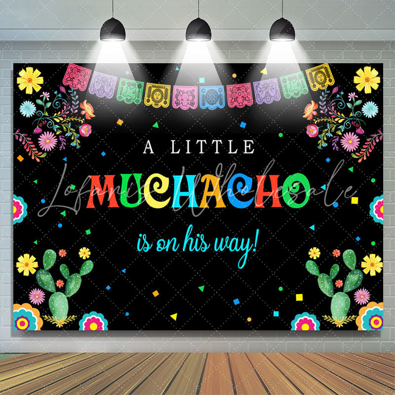 Lofaris Floral Cactus Little Muchacho Baby Shower Backdrop