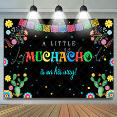 Lofaris Floral Cactus Little Muchacho Baby Shower Backdrop