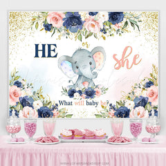 Lofaris Floral Elephant Gender Reveal Baby Shower Backdrop