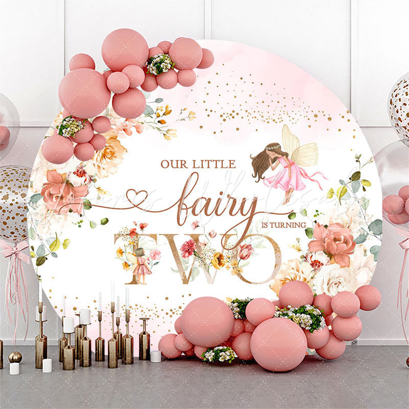 Lofaris Floral Fairy Round 2nd Birthday Backdrop For Girls