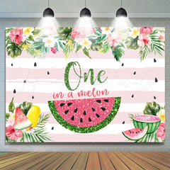 Lofaris Floral Glitter One In A Melon Summer Birthday Backdrop