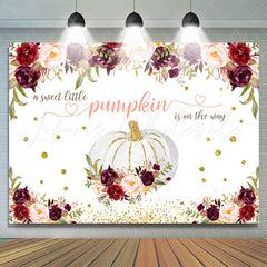 Lofaris Floral Glitter Sweet Pumpkin Theme Baby Shower Backdrop