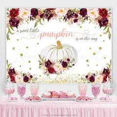 Lofaris Floral Glitter Sweet Pumpkin Theme Baby Shower Backdrop