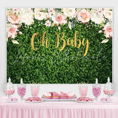 Lofaris Floral Green Plants Oh Baby Backdrop For Shower