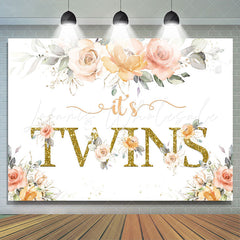 Lofaris Floral Its Twins Simple Lovely Baby Shower Backdrop