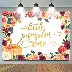 Lofaris Floral Little Pimpkin Is Turning One Birthday Backdrop