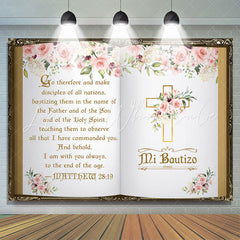 Lofaris Floral Mi Bautizo Theme Christening Backdrop For Baby