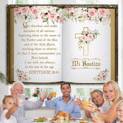 Lofaris Floral Mi Bautizo Theme Christening Backdrop For Baby